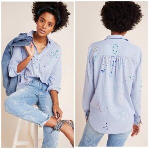 Anthropologie Pilcro The Cate Sequined Classic Buttondown